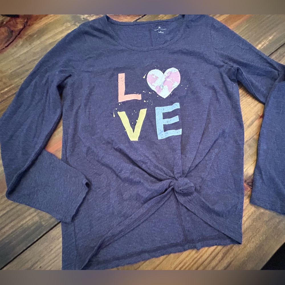 ✨True Craft Kids Love Graphic Knot-Front Shirt - Blue